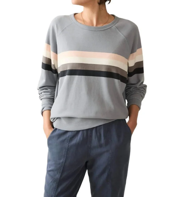 Outdoor SweatshirtsCoastal Cloud Crew Sweatshirt In Blue Striped Westward