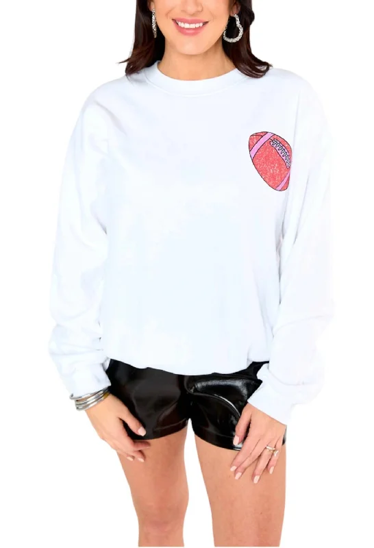 Embellished SweatshirtsDevon Football Fun Sweatshirt In White