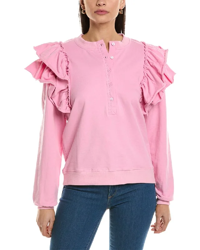 Tasseled SweatshirtsFATE Ruffle Shoulder Washed Sweatshirt