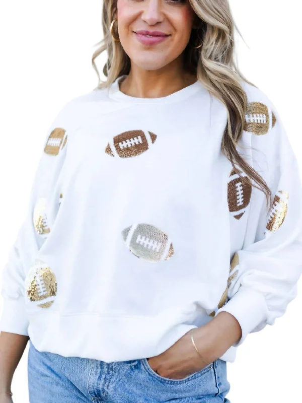 Festival SweatshirtsFootball Fanatic Embellished Sweatshirt In White