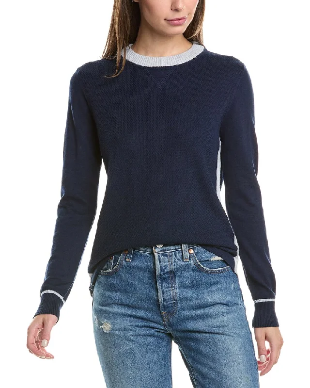 Zip-Up HoodiesForte Cashmere Pop Trim Cashmere-Blend Sweatshirt