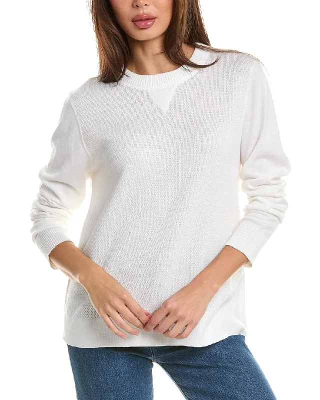 Embroidered SweatshirtsForte Cashmere Pop Trim Cashmere-Blend Sweatshirt