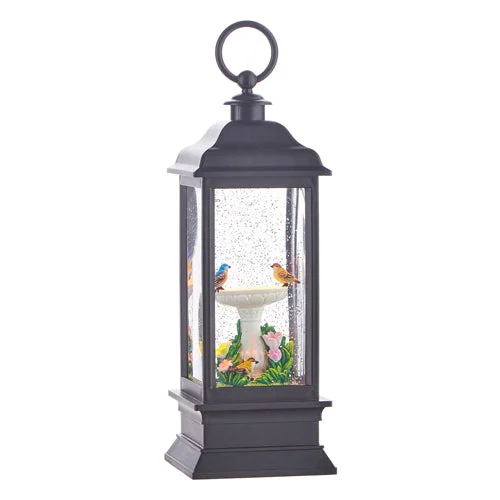 Glitter Light Up Water Lantern with Birdbath 11"