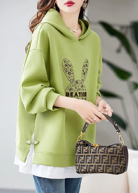 Sports Team HoodiesHandmade Green Embroideried Zircon Warm Fleece Sweatshirts Top Winter