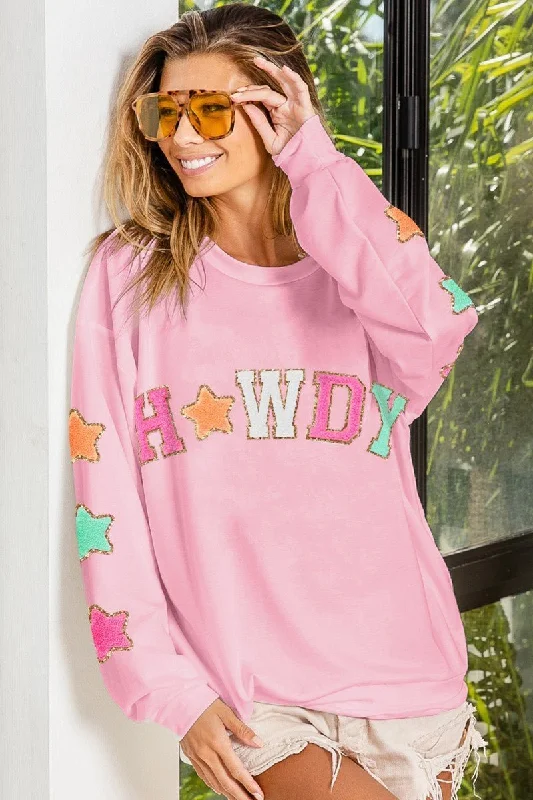 Thermal HoodiesHowdy Pink Stars Lightweight Sweatshirt