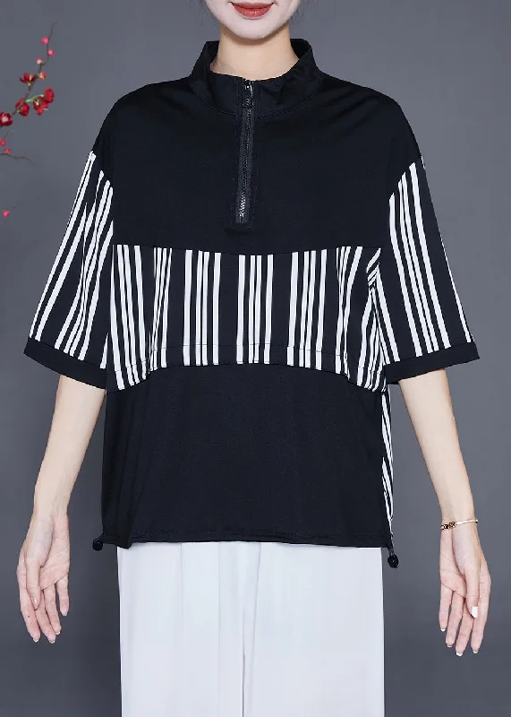 Windbreaker SweatshirtsLoose Black Zip Up Striped Cotton Sweatshirts Tracksuits Summer