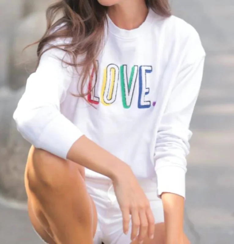 College SweatshirtsLove Sweatshirt In White