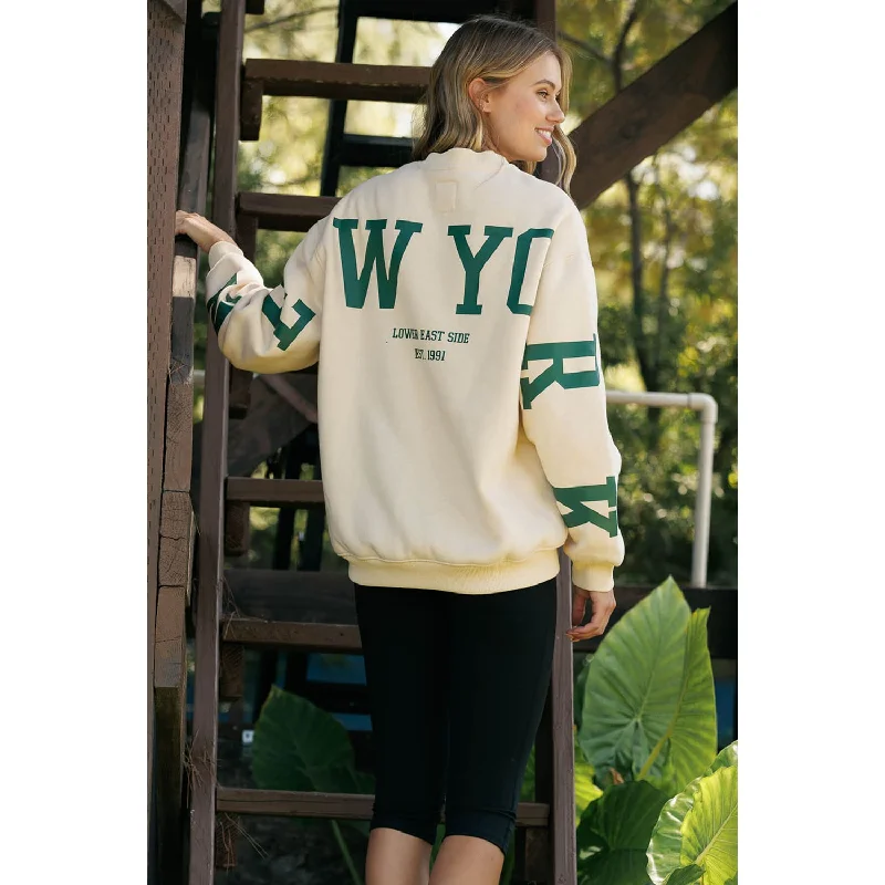 Waterproof HoodiesNew York Back Letter Graphic Sweatshirt - Apricot