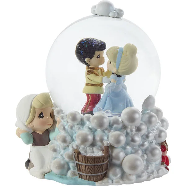 Precious Moments Follow Your Dream To Happily Ever After Cinderella and Prince Musical Water Globe Plays A Dream Is A Wish Your Heart Makes