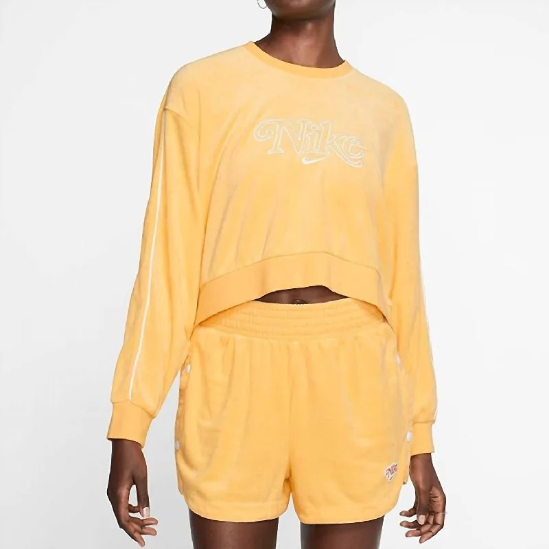 Glitter SweatshirtsRetro Femme Crew Terry Sweatshirt In Topaz Gold