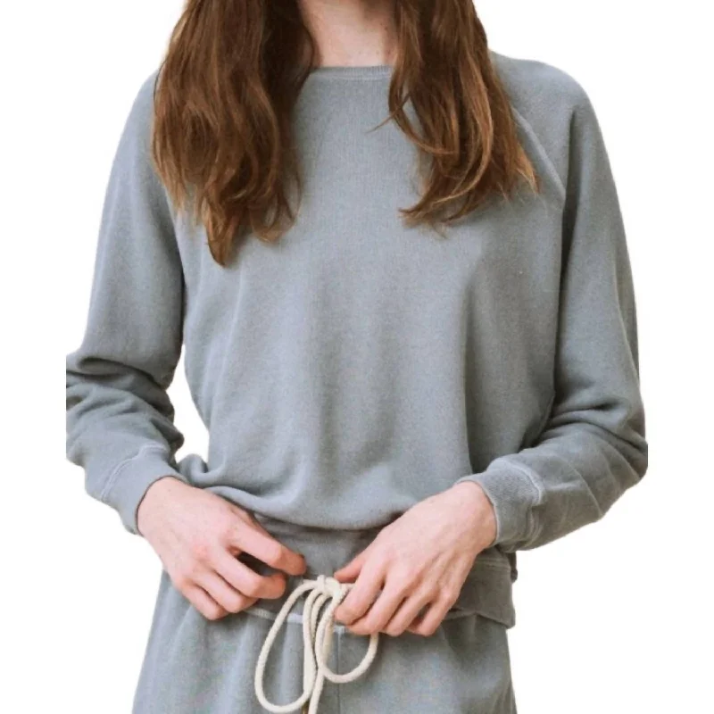 Recycled Fabric HoodiesShrunken Sweatshirt In Dusty Blue