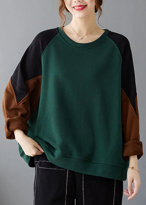 Distressed HoodiesUnique Green O-Neck Thick Sweatshirts Fall