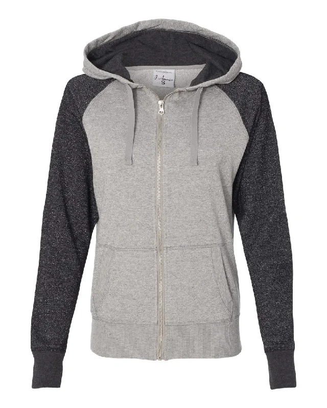 Wool Blend SweatshirtsWomen’s Glitter French Terry Full-Zip Hooded Sweatshirt