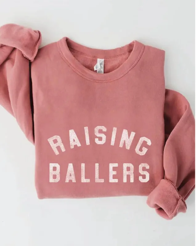 Drawstring HoodiesWomen's Raising Ballers Graphic Sweatshirt In Mauve