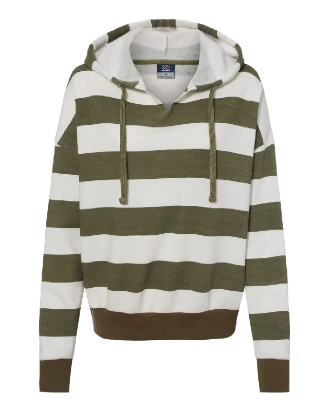 Fleece SweatshirtsWomen's Striped Fleece Boxy Hooded Sweatshirt