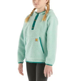 French Terry HoodiesYouth Long-Sleeve Fleece Quarter-Snap Sweatshirt - Pastel Turquoise