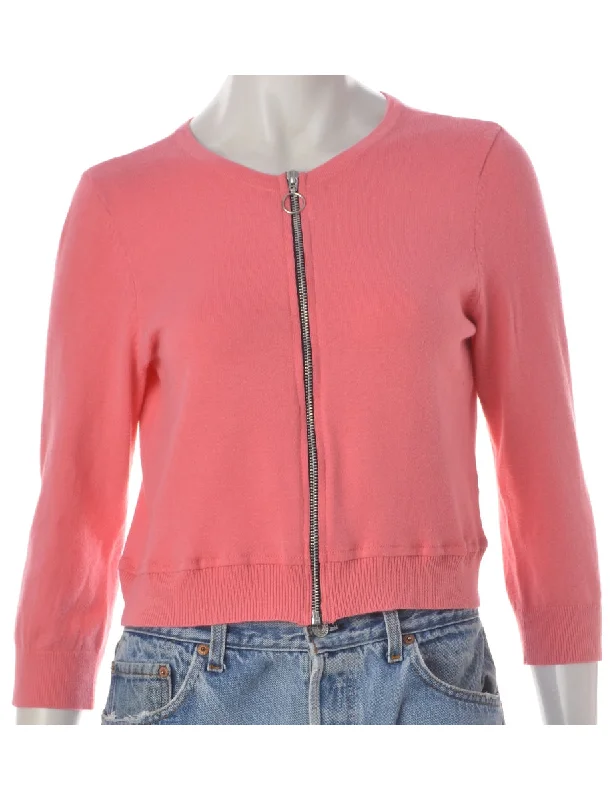 Jersey T-ShirtsLabel Zip Through Crop Sweater