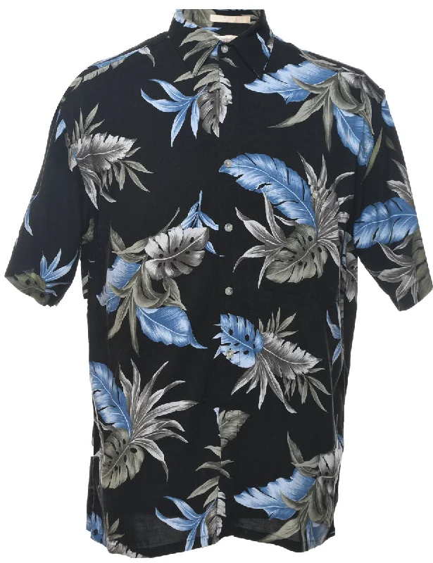 Asymmetrical T-ShirtsLeafy Print Hawaiian Shirt - M