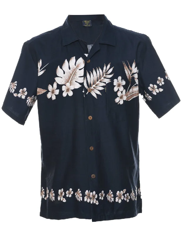 V-Neck T-ShirtsLeafy Print Hawaiian Shirt - M