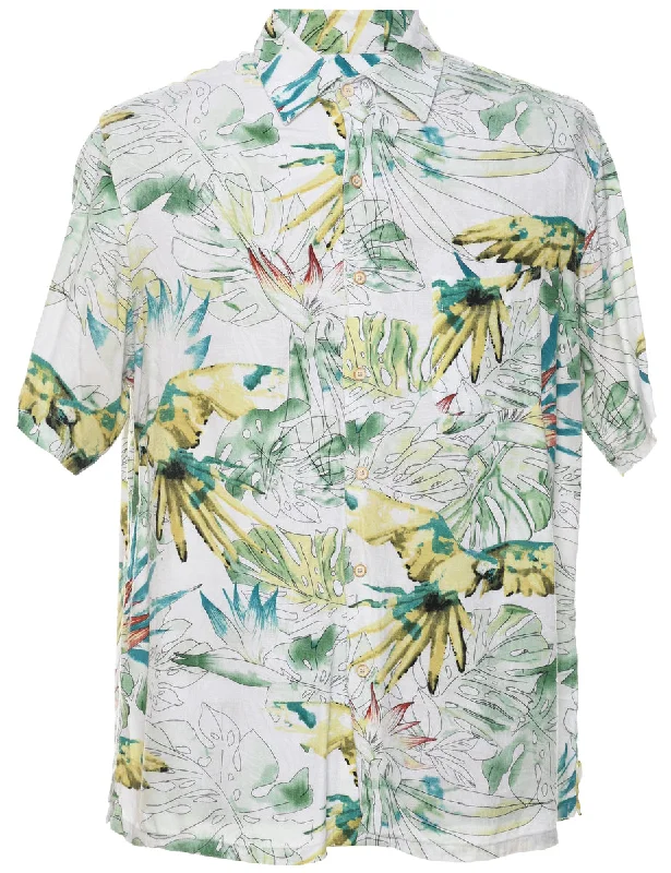 Relaxed Fit T-ShirtsLeafy Print Hawaiian Shirt - M