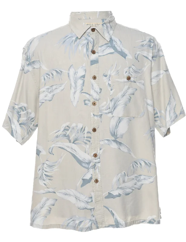 Embroidered T-ShirtsLeafy Print Hawaiian Shirt - XL