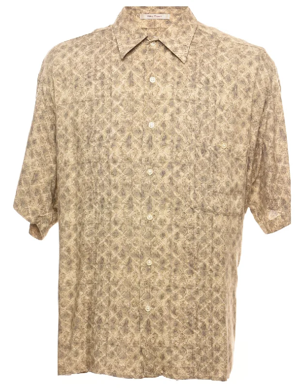 Embroidered T-ShirtsLight Brown & Pale Yellow Patterned Shirt - XL