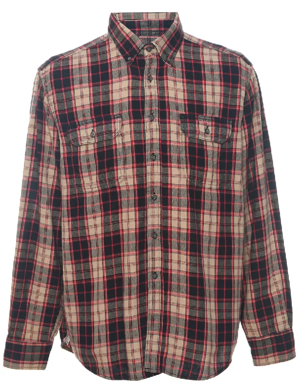 Studded T-ShirtsLong Sleeved Checked Multi-Colour Shirt - L