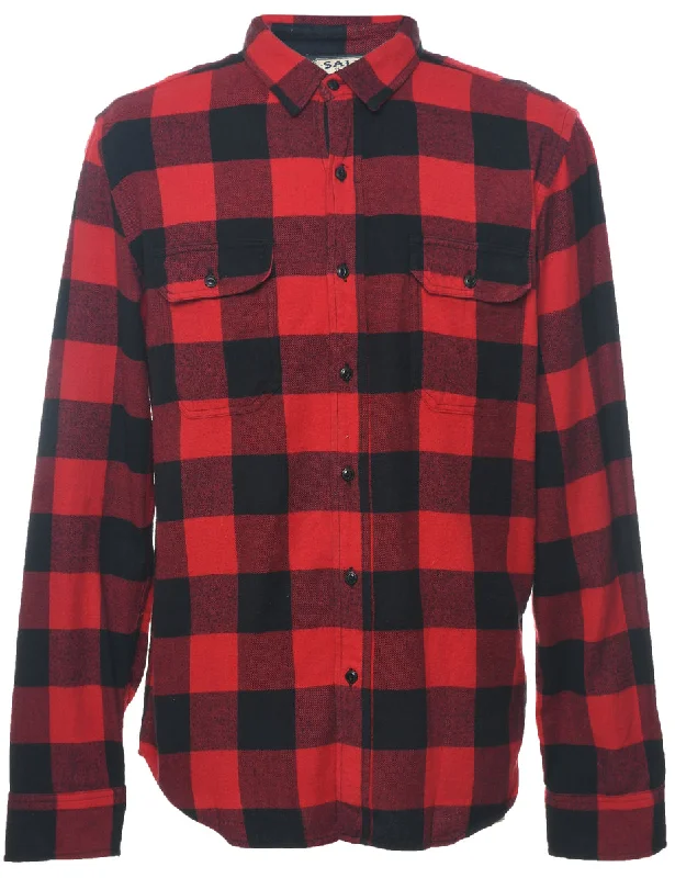 Scoop Neck T-ShirtsLong Sleeved Checked Shirt - M