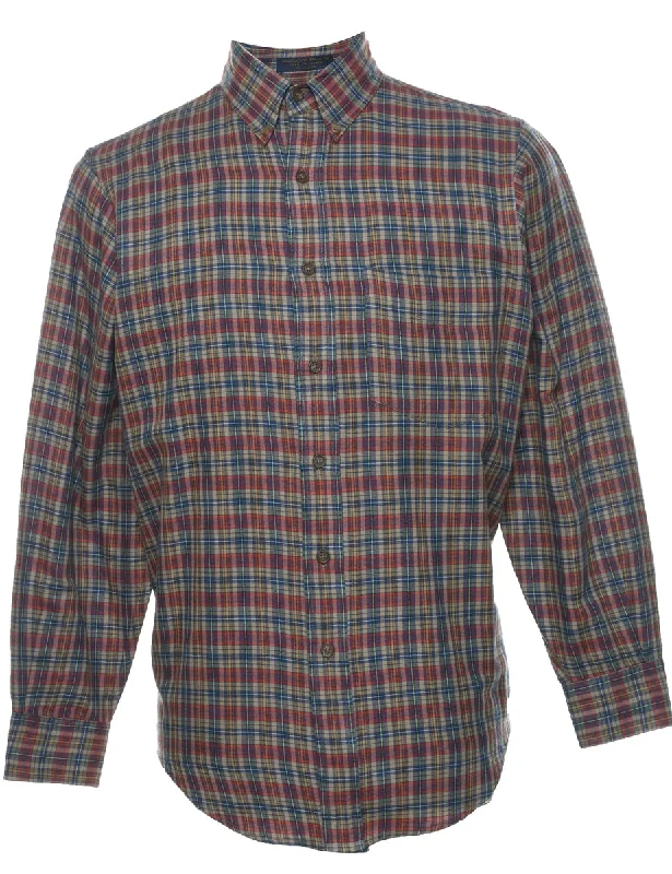 Embroidered T-ShirtsLong Sleeved Checked Shirt - M