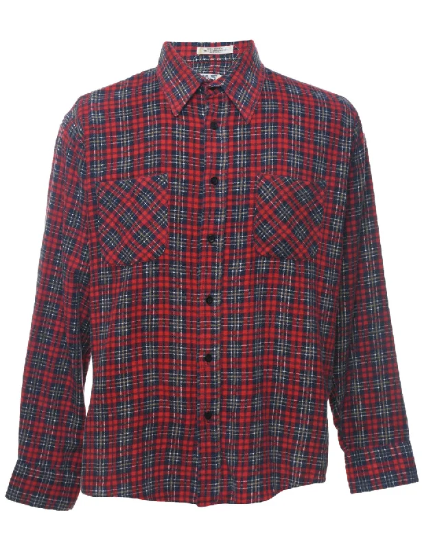 Linen T-ShirtsLong Sleeved Checked Shirt - XL