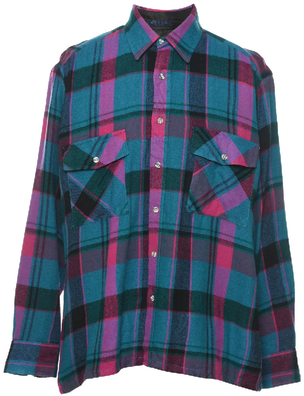 Fleece T-ShirtsLong Sleeved Multi-Colour Checked Shirt - L