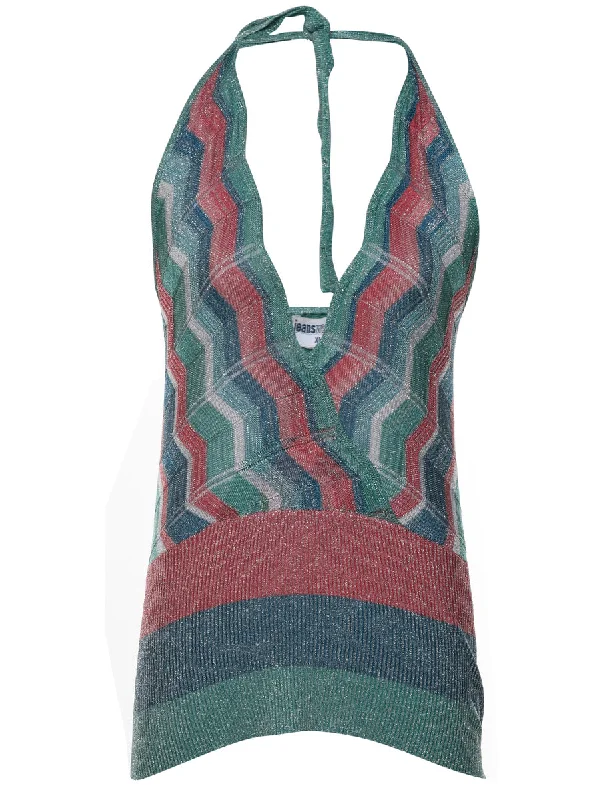 Tie-Dye T-ShirtsLurex Thread Pattern Multi-Colour Knit Top - XL