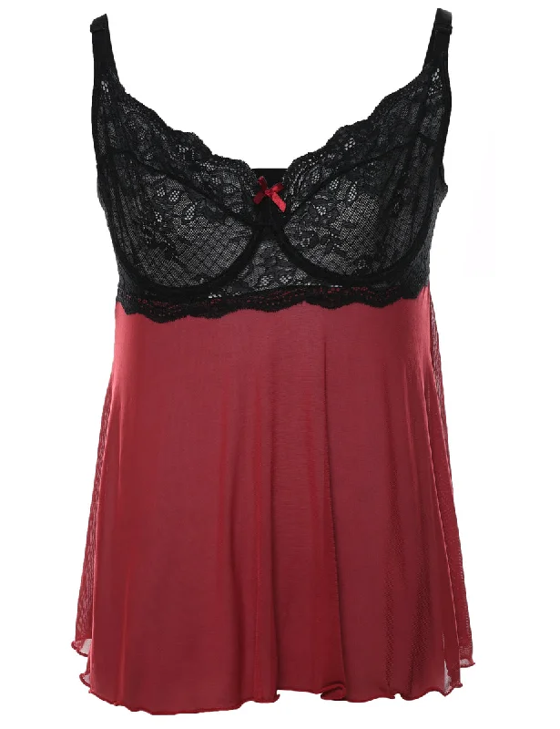 Fleece T-ShirtsMaroon & Black Babydoll  - M