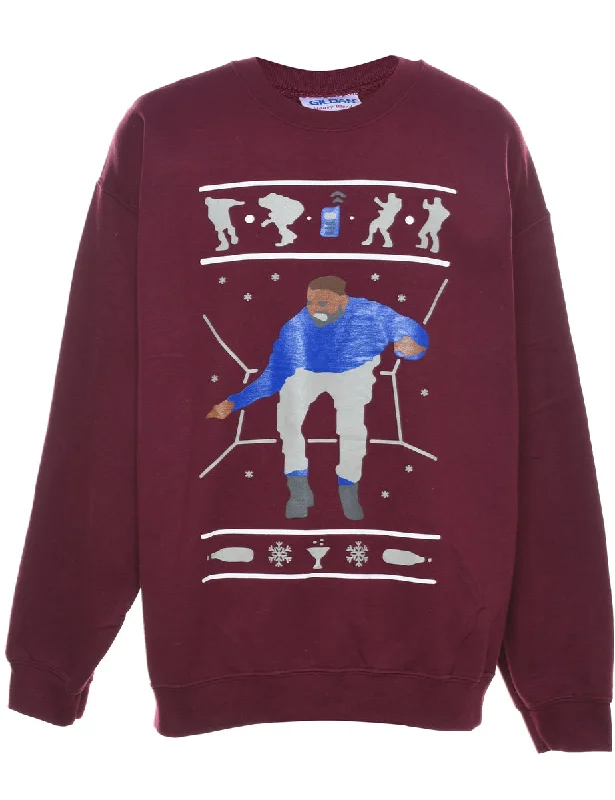 Athletic T-ShirtsMaroon Christmas Sweatshirt - L