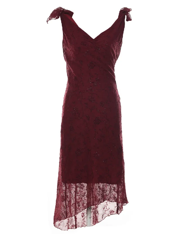 Gym T-ShirtsMaroon Classic 1990s Lace Dress - S