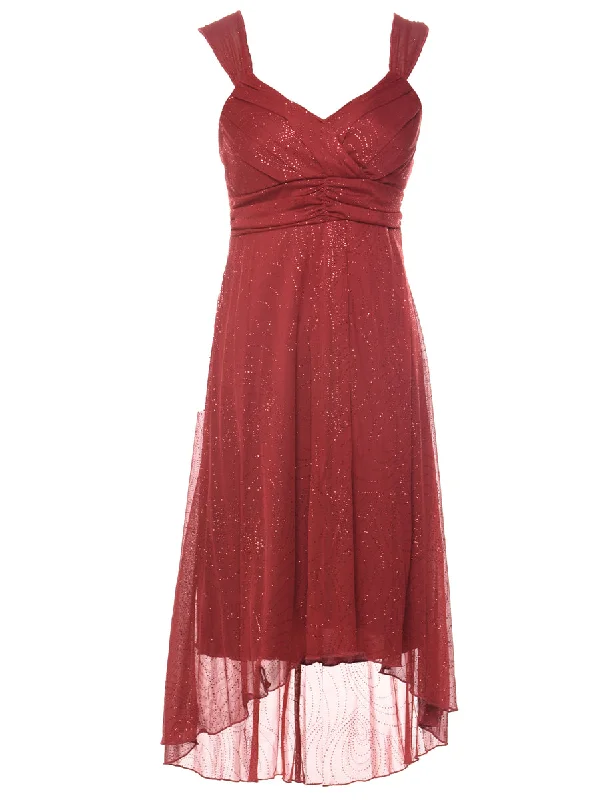 High-Fashion T-ShirtsMaroon Sparkly Y2K Evening Dress - M