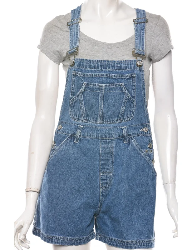 Lace-Up T-ShirtsMedium Wash Cropped Dungarees - W30 L3