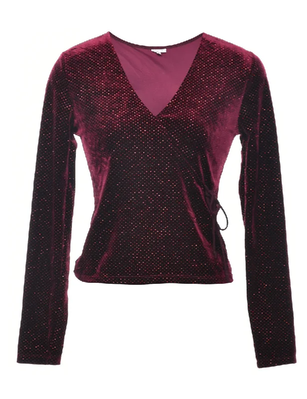 Mesh T-ShirtsMetallic Velvet Evening Top - S