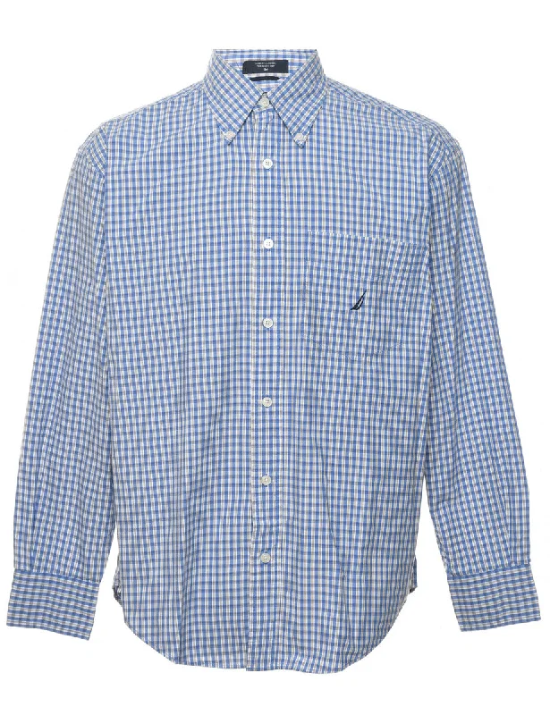 Fitted T-ShirtsNautica Blue Checked Shirt - M