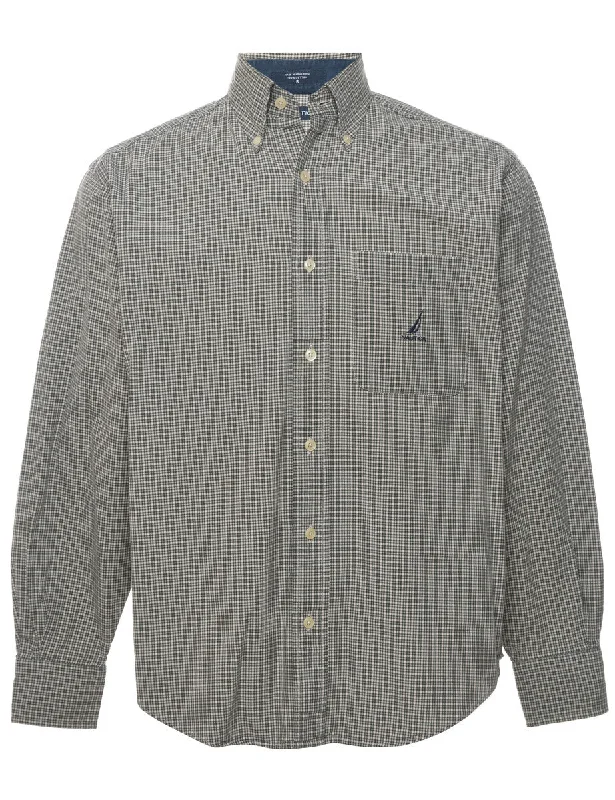 Relaxed Fit T-ShirtsNautica Checked Green Flannel Shirt - S