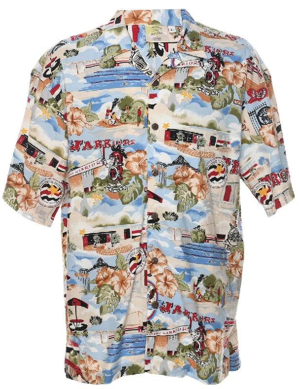 Mesh T-ShirtsNovelty Print Hawaiian Shirt - L