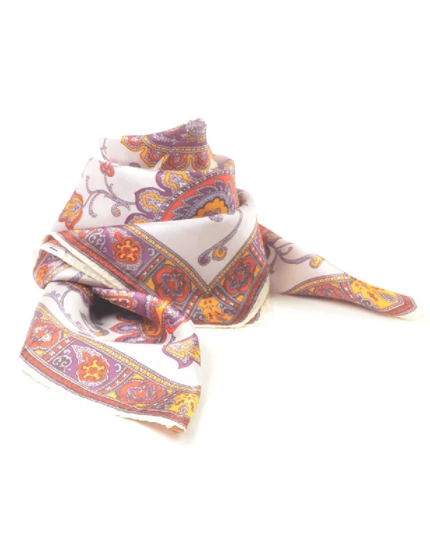 Logo T-ShirtsOff white & Purple Paisley Print Scarf - S