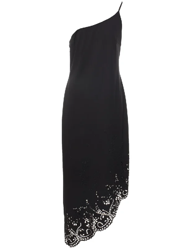 Hooded T-ShirtsOne Shouldered Y2K Black Lace Evening Dress - M