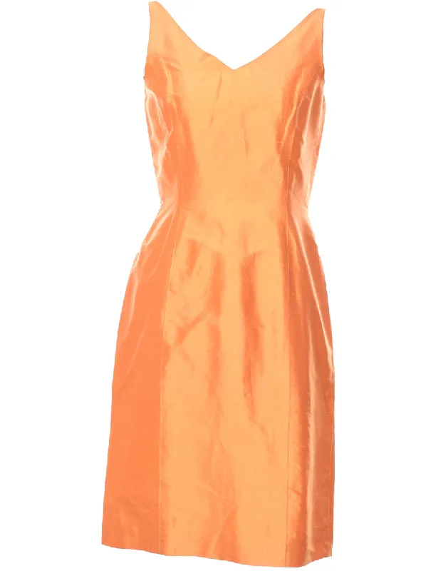 Graphic T-ShirtsOrange Metallic Sleeveless Evening Dress - M