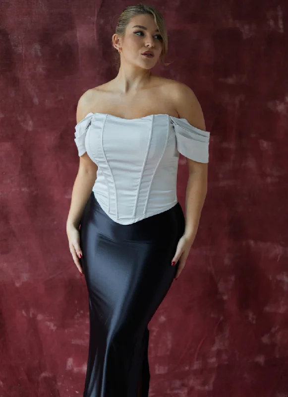 'Regina' Ivory Fuller Bust Off Shoulder Corset Top