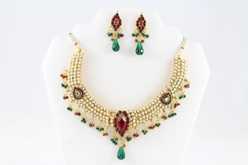 Royal Diva Pearl and Multi-Colored Necklace Set with Earrings