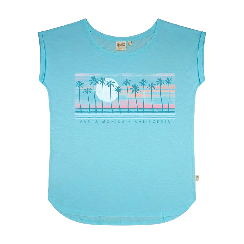 Santa Monica Sunset Beach Tee - Pool Blue