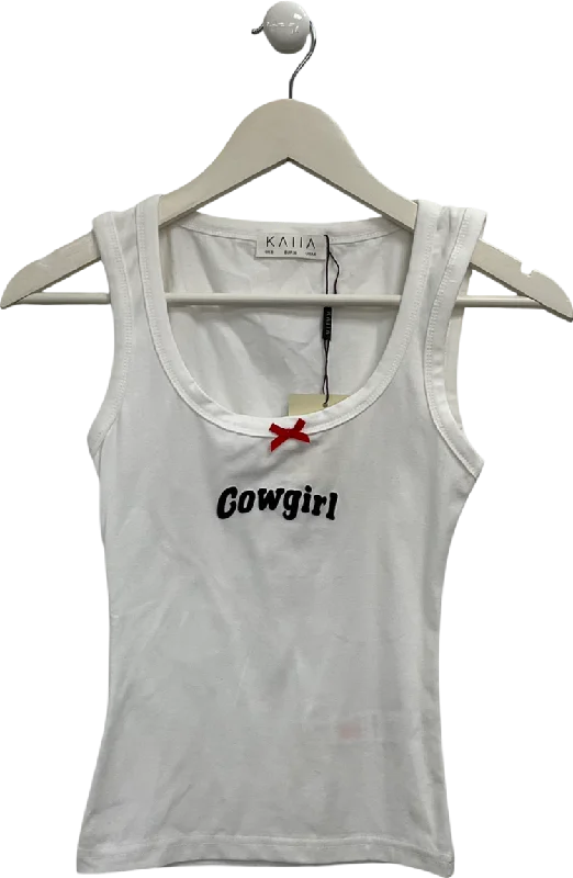 Kaiia the label White Cowgirl Bow Vest Top UK 8