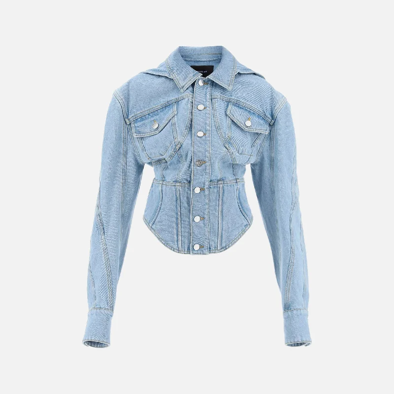 Mugler Denim Corset Jacket - Light Blue