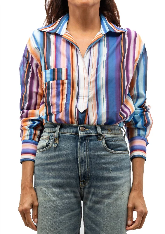 Over The Head Pocket Shirt In Sunset Stripe